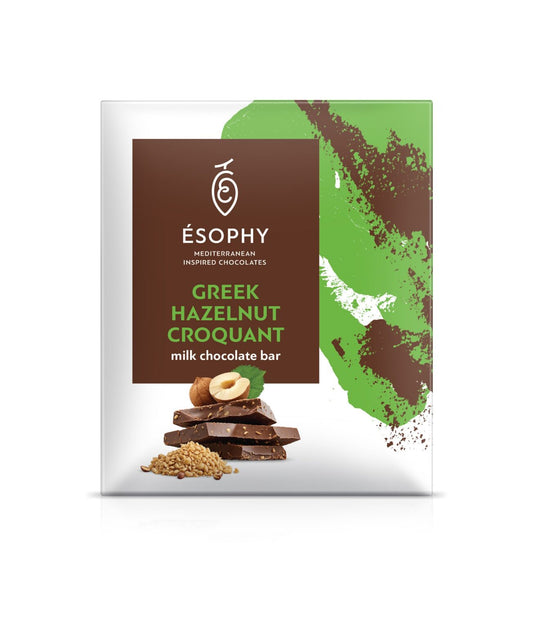 Esophy - Greek Hazelnut Croquant Milk Chocolate Bar
