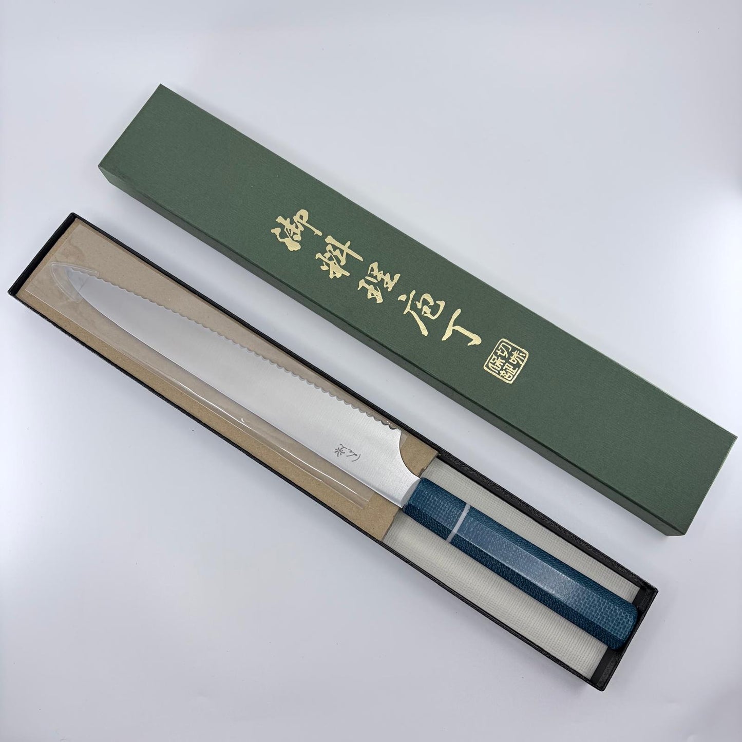 KEI Bread Knife 220mm – Blue Micarta Handle