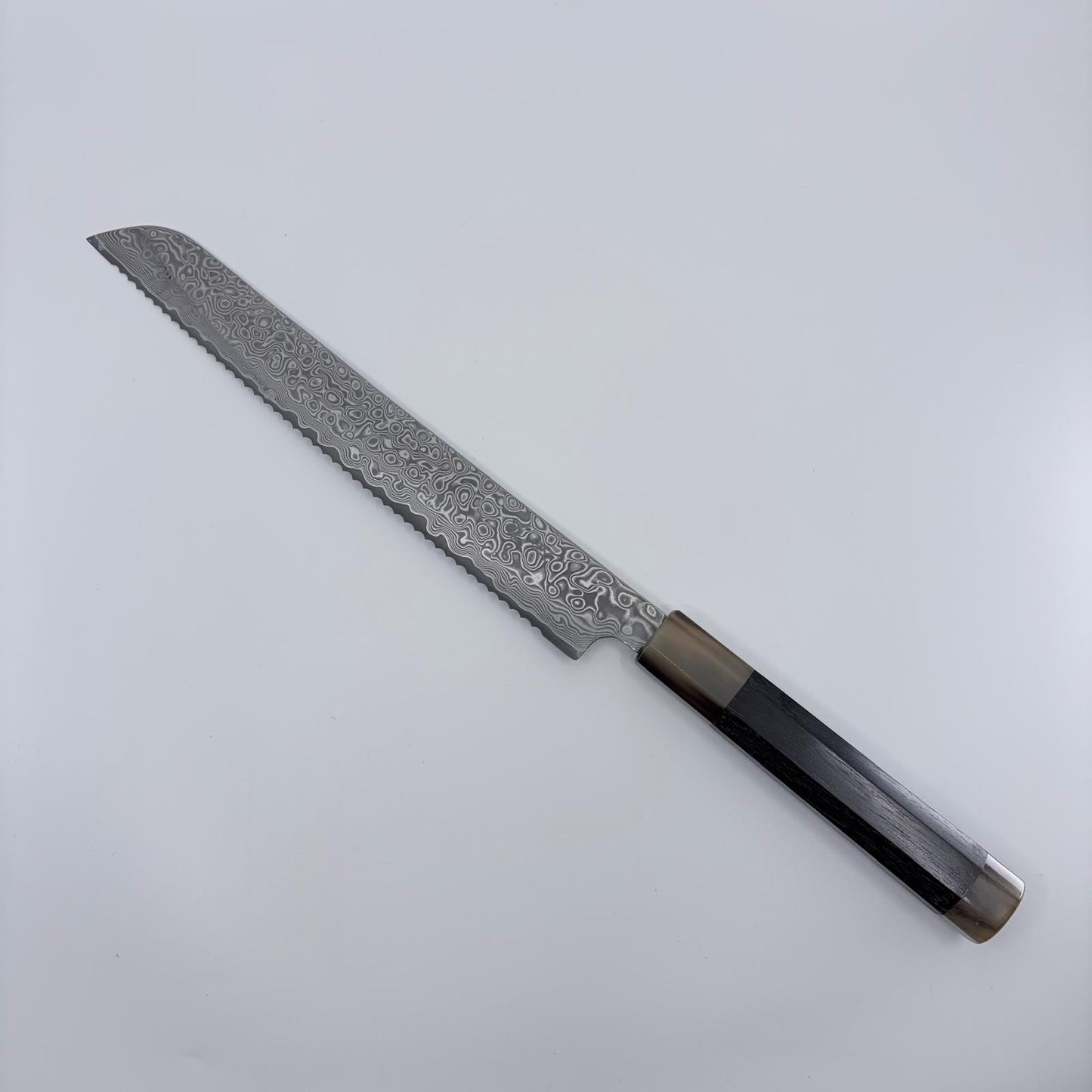 Tsubaya Damascus Bread Knife 250mm - Ebony Handle